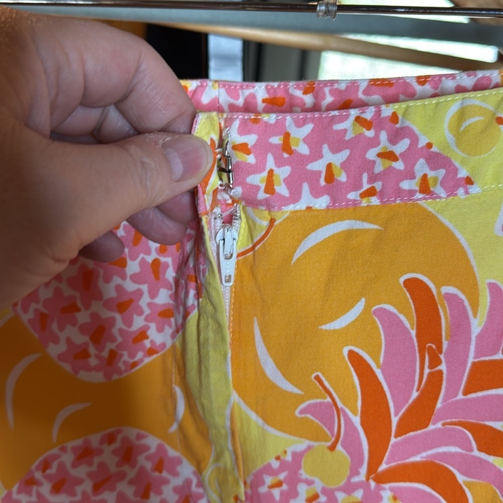 Vintage Lilly Pulitzer Tropical Fruit Print Capri Pants Size 8 Pink Yellow Rare - Picture 6 of 11